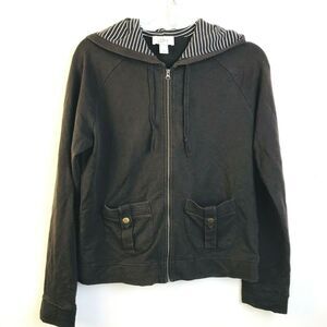 Ann Taylor Loft Zip Front Jacket Women's Medium Black Casual Outdoors Walking